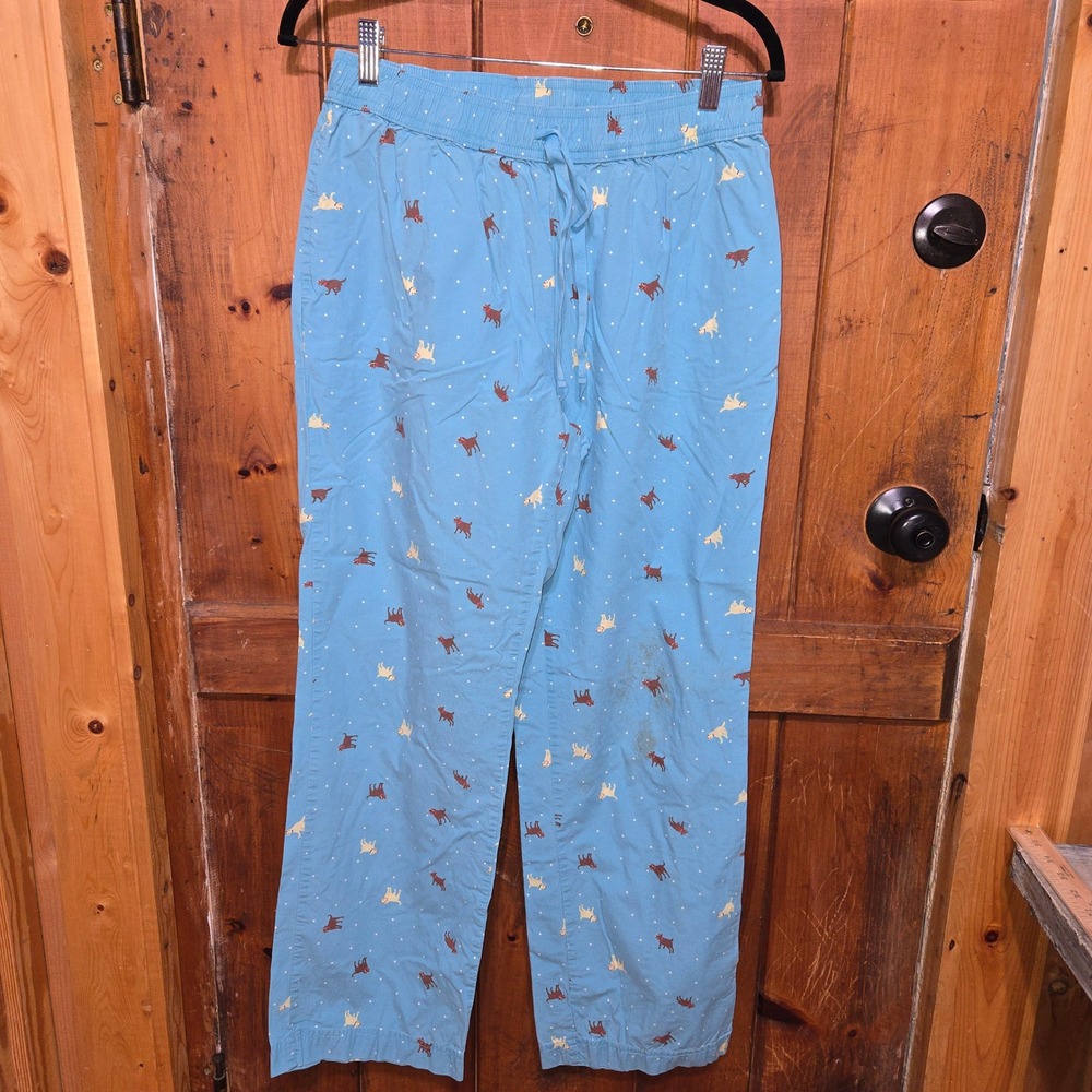 LL Bean Womens Blue Labrador Dog Polka Dot Pajama Pants Cotton Size S Regular - Picture 3 of 4